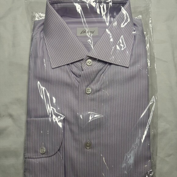 NWT Brioni Brunico Dress Shirt 42R – In Plastic, $780 Retail - Picture 5 of 6